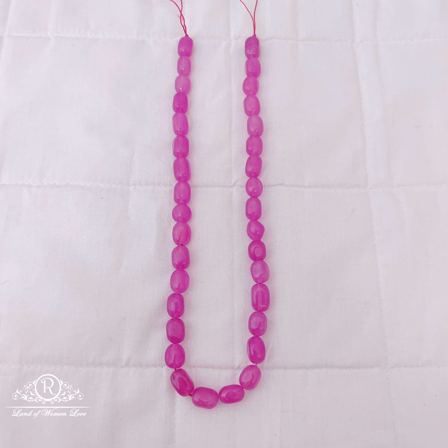 Hot pink gemstone plain hand polished tumble beads-RCMJ09