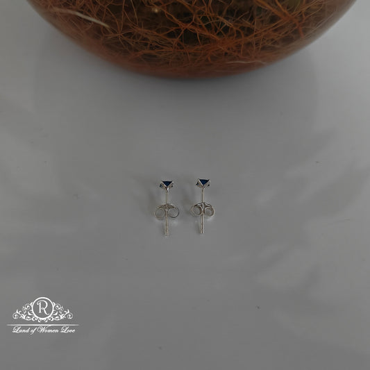 92.5 Silver Emerald blue coloured square stud earrings-RCHS34-5