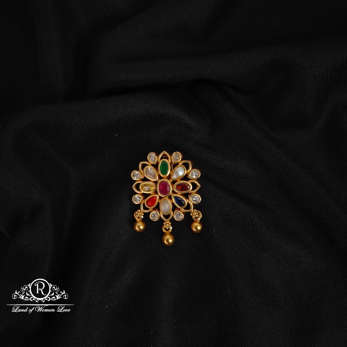 pendant 92.5 silver flower design navaratna pendant-rccp370 navaratna 92.5 silver ramala jewelry / ramala collections
