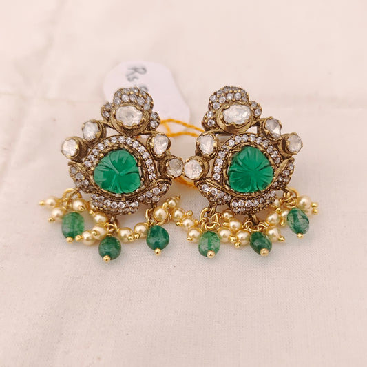 earrings silver cz-gold polish earrings -rcm571 cz 92.5 silver ramala jewelry / ramala collections