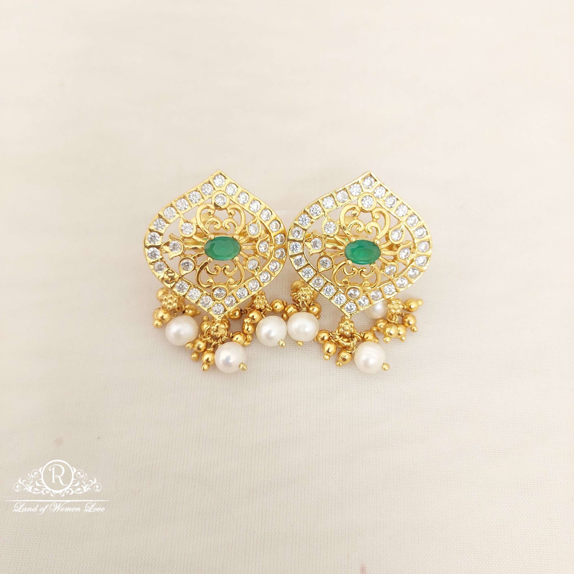 earrings silver cz- white stones earrings-m138 cz 92.5 silver ramala jewelry / ramala collections