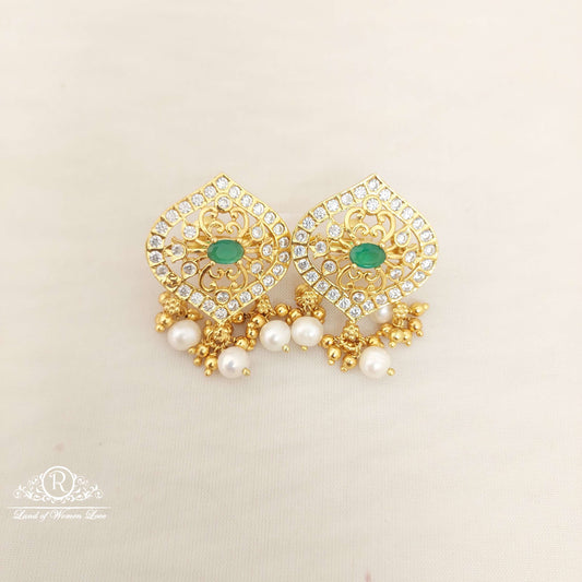 earrings silver cz- white stones earrings-m138 cz 92.5 silver ramala jewelry / ramala collections