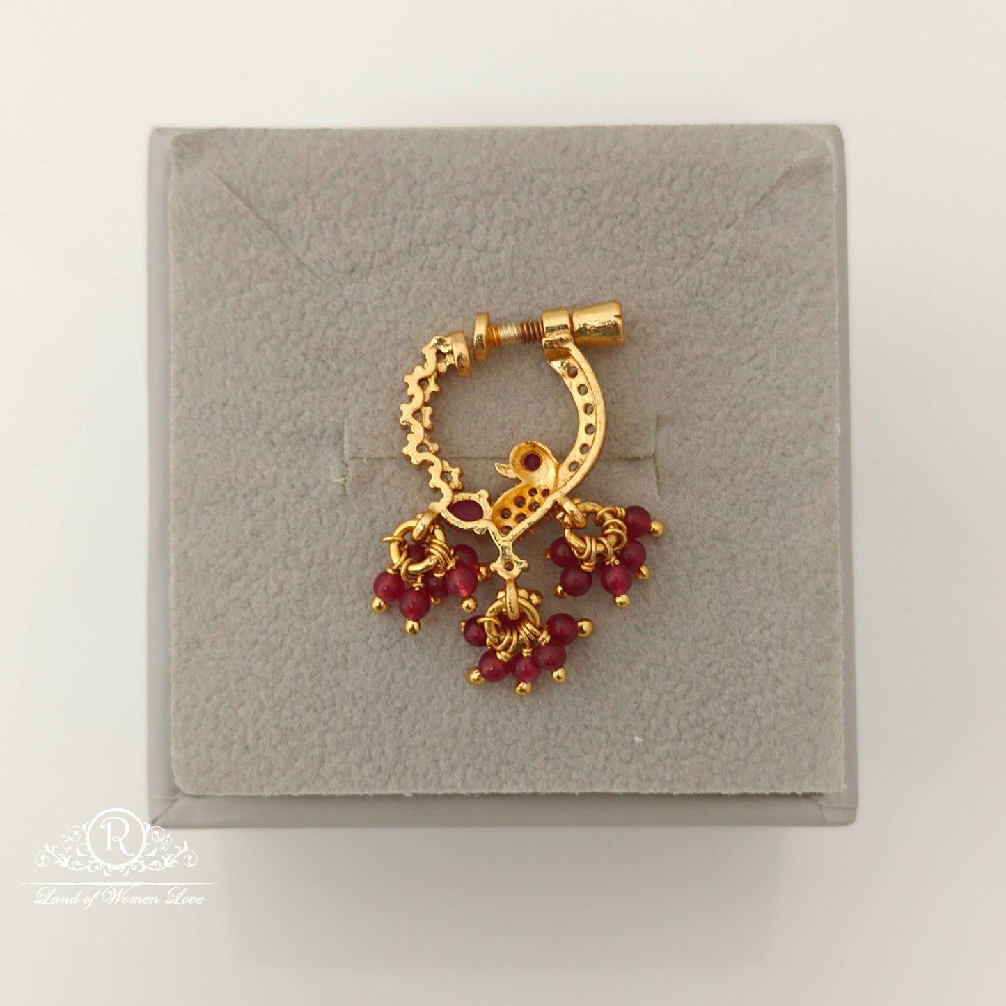 Silver Peacock Design Nose Pin-RCJR662