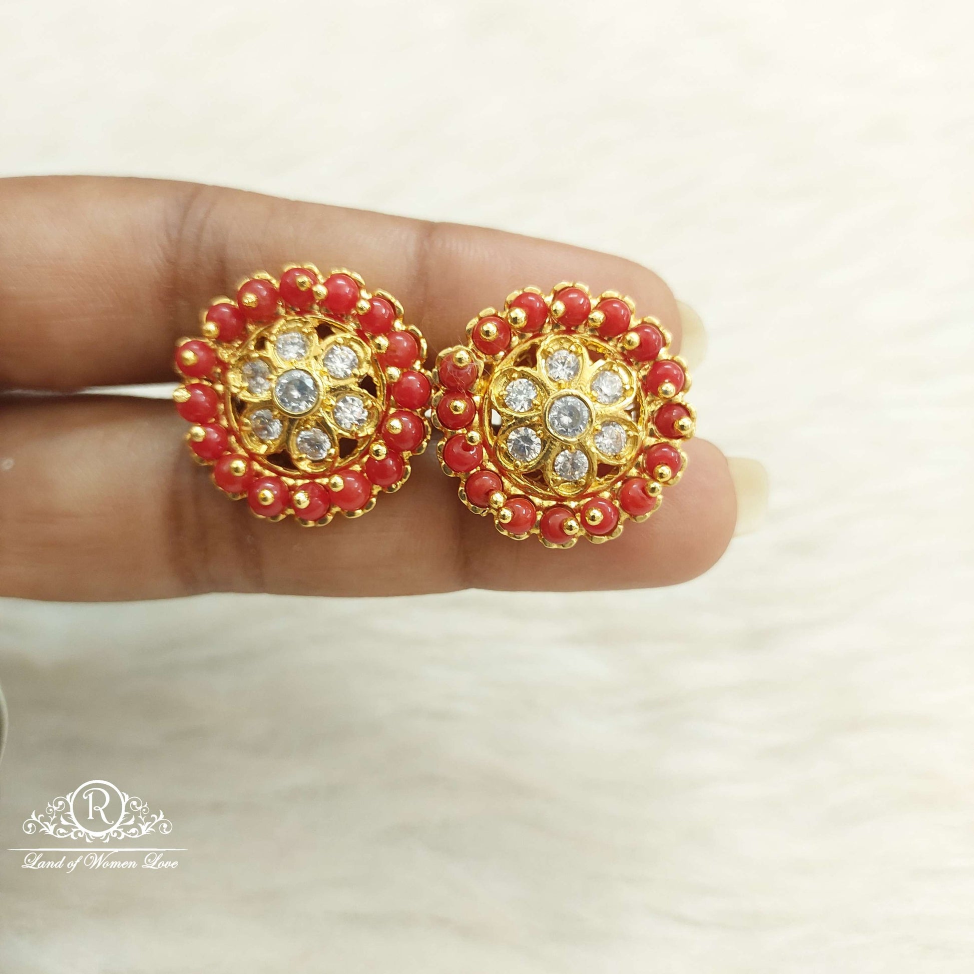 earrings silver coral earrings-d019 coral 92.5 silver ramala jewelry / ramala collections