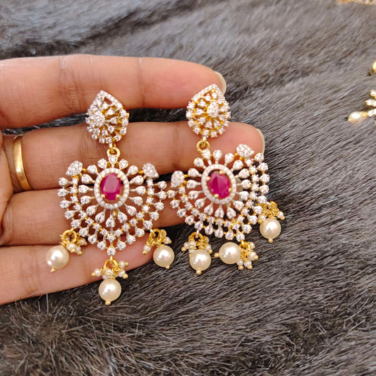 Silver diamond replica earrings -RCT16