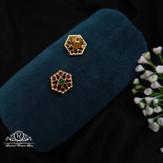 92.5 Silver Ruby flower design Studs-RCCP321-12