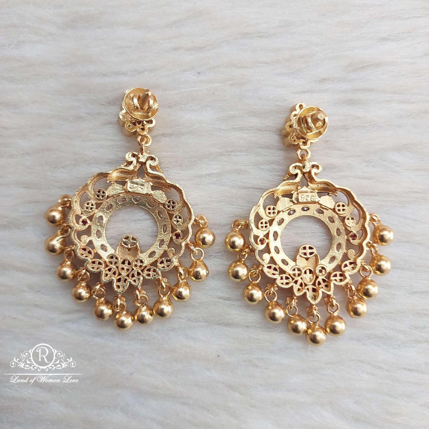 Silver Peacock Kempu stones Earrings-SA011