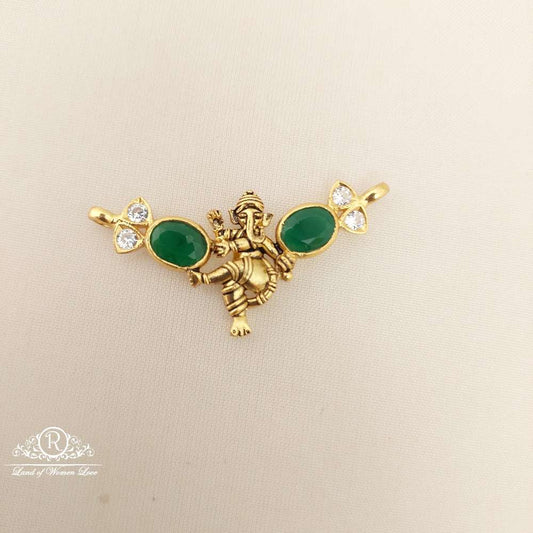 silver with green stones ganesh locket-m83-1 92.5 silver ramala jewelry / ramala collections