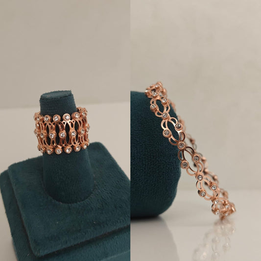 bangle 92.5 silver rose gold polish 2in1 adjustable ring cum bangle-rcra10 92.5 silver ramala jewelry / ramala collections