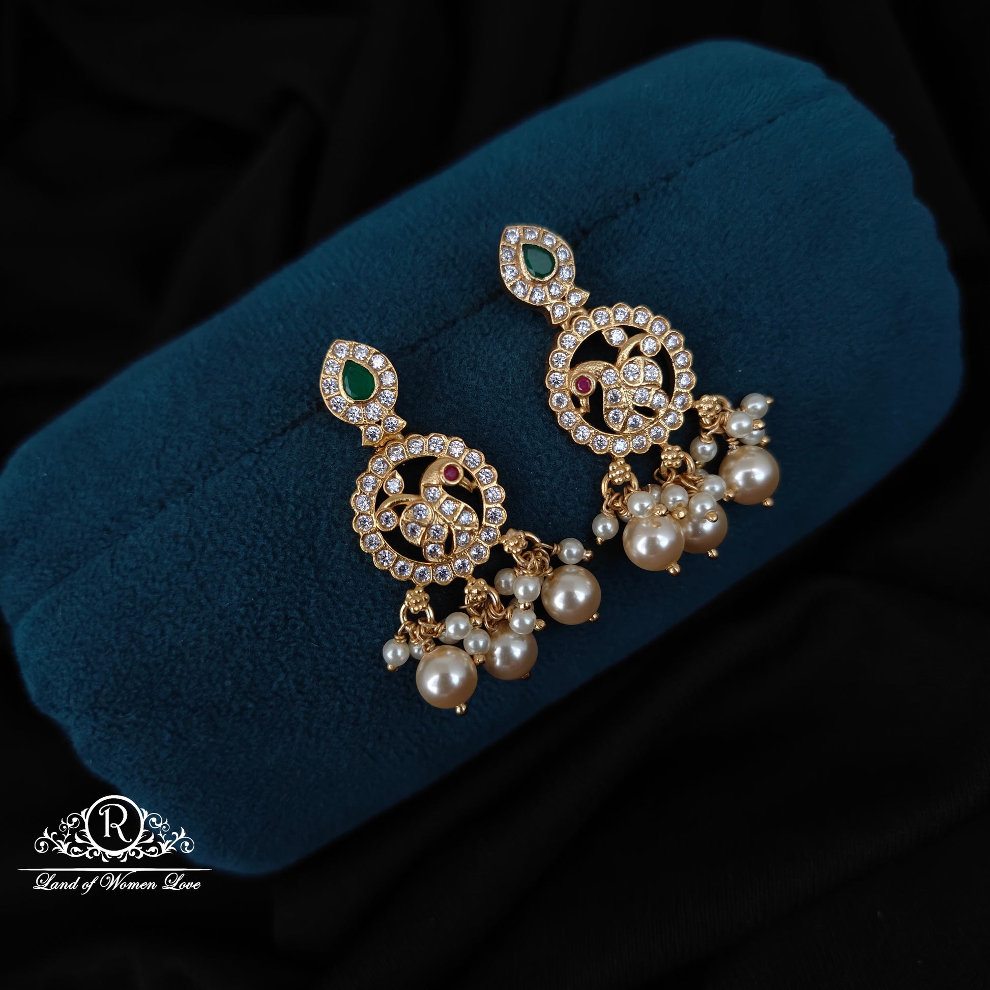 earrings 92.5 silver simple and cute earrings with hangings & peacock design-rcm372 92.5 silver ramala jewelry / ramala collections