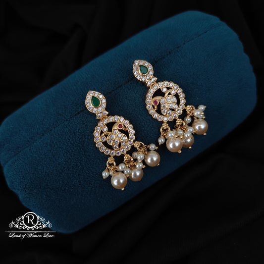 earrings 92.5 silver simple and cute earrings with hangings & peacock design-rcm372 92.5 silver ramala jewelry / ramala collections