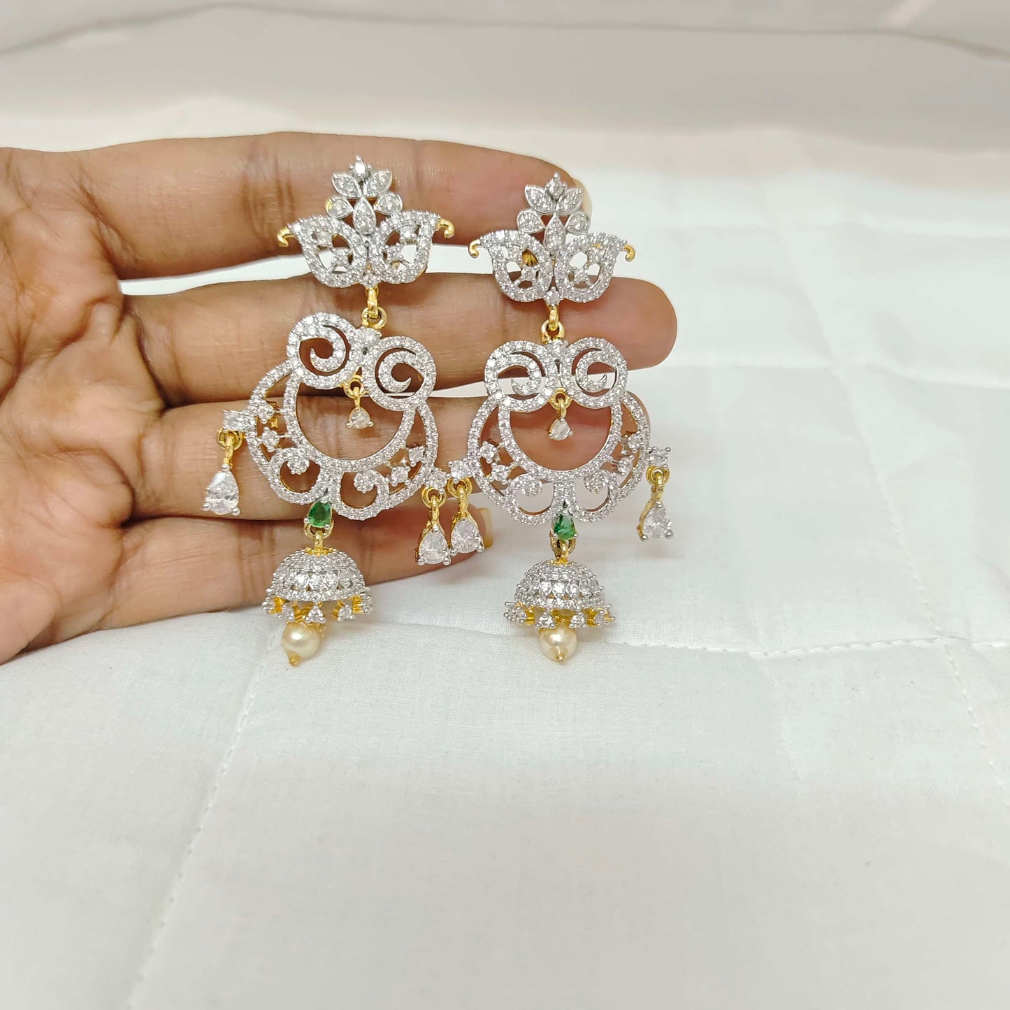 Silver radium polish diamond earrings -RCV119