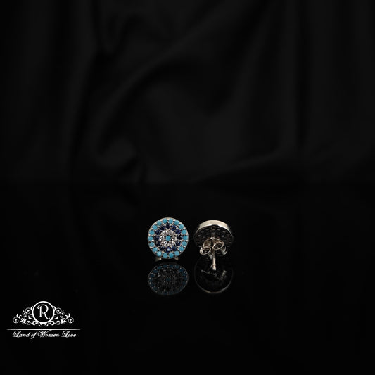 Silver blue stone earrings -RCHS38