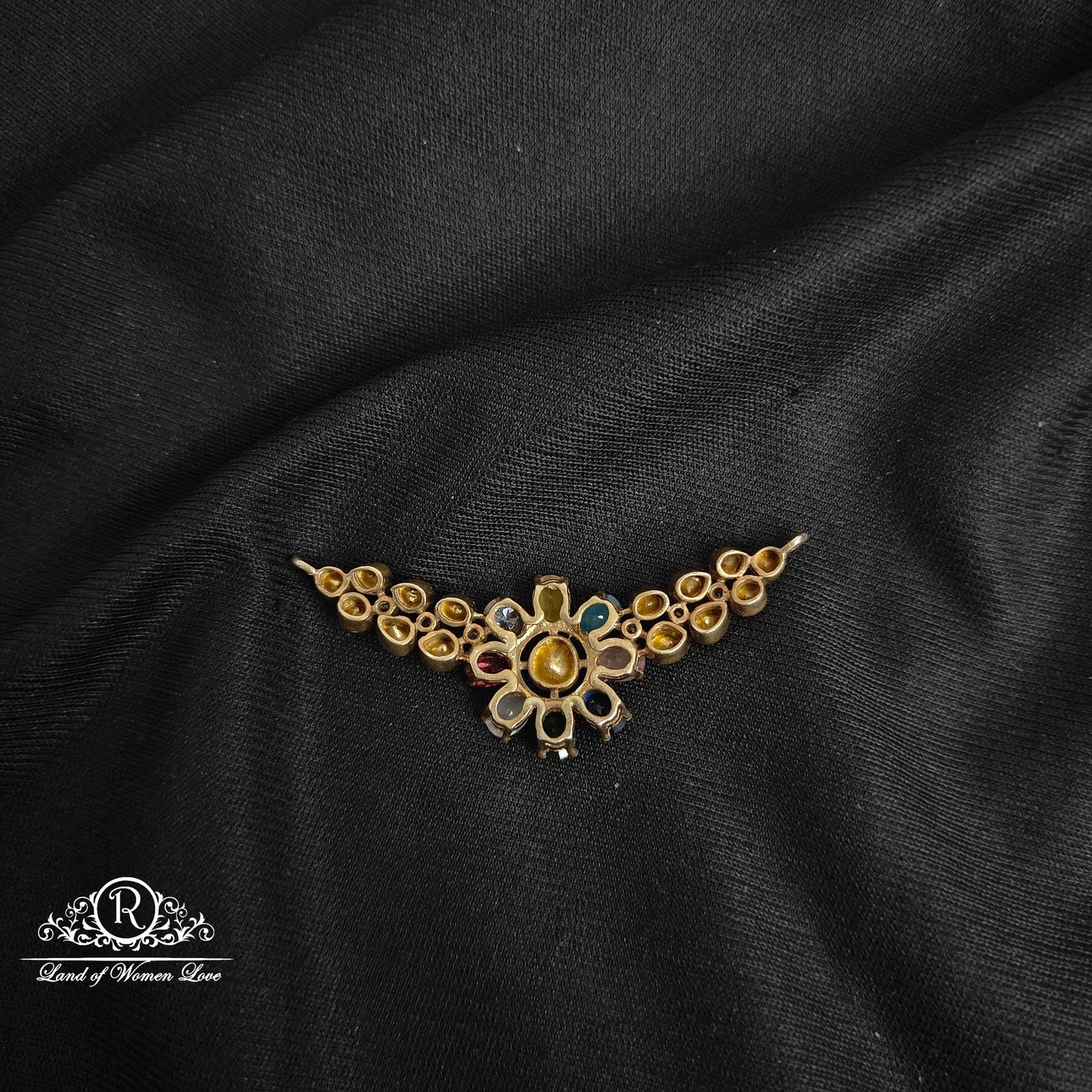 92.5 Silver Multi coloured Victorian Mala locket-RCM164