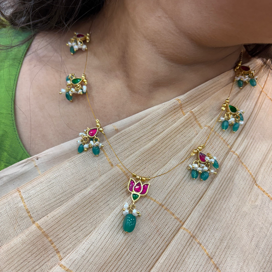 necklace silver invisible kundan chain -rcaa04 ruby 92.5 silver ramala jewelry / ramala collections