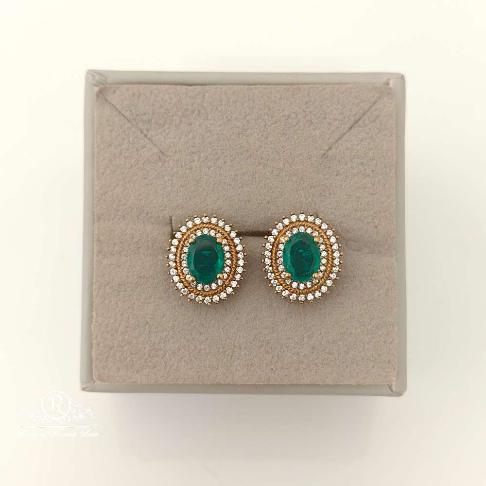 stud silver green stone design stud earrings-rcmj180 92.5 silver ramala jewelry / ramala collections