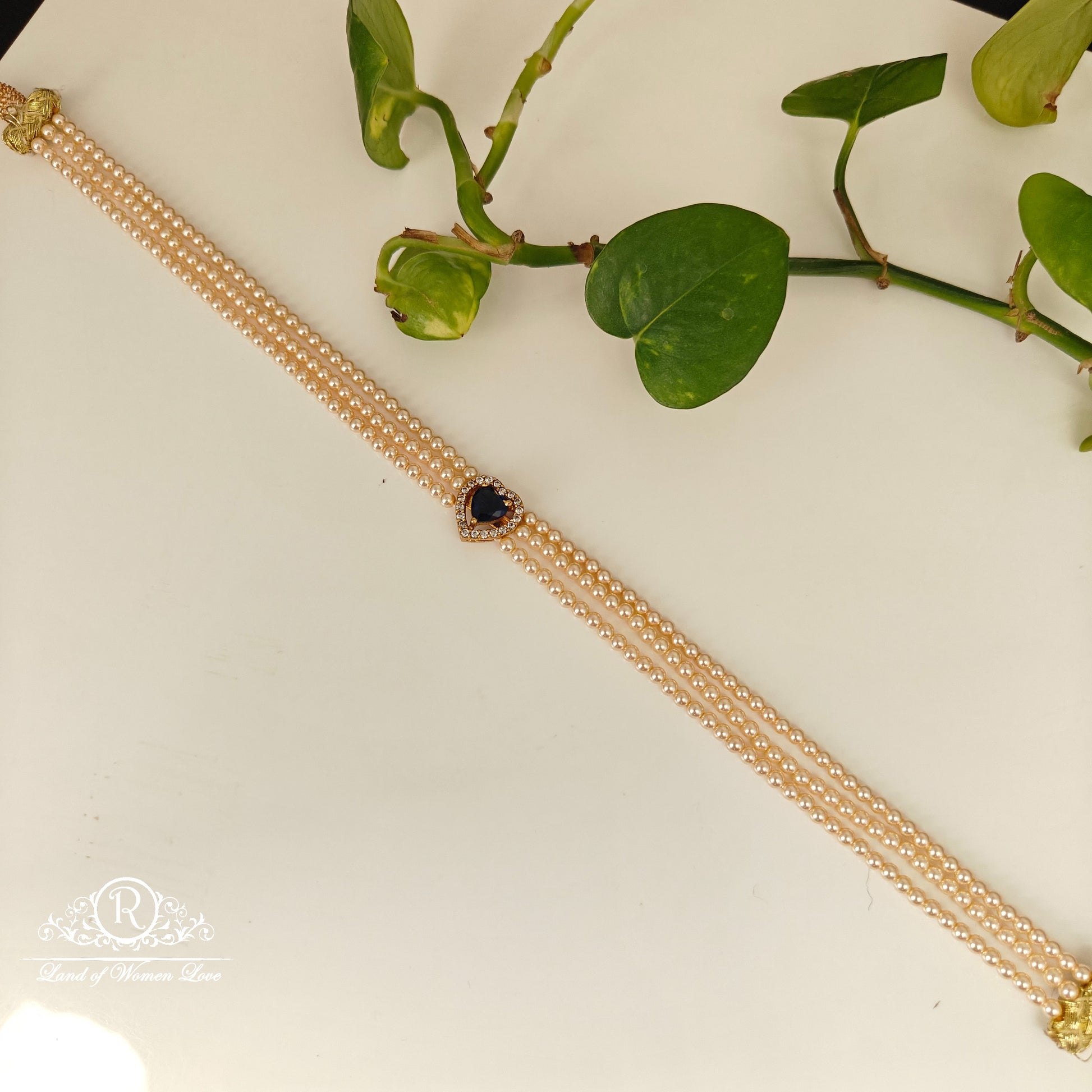 pendant 92.5 silver simple and cute pearls chocker with chocker pendant-rch962 92.5 silver ramala jewelry / ramala collections