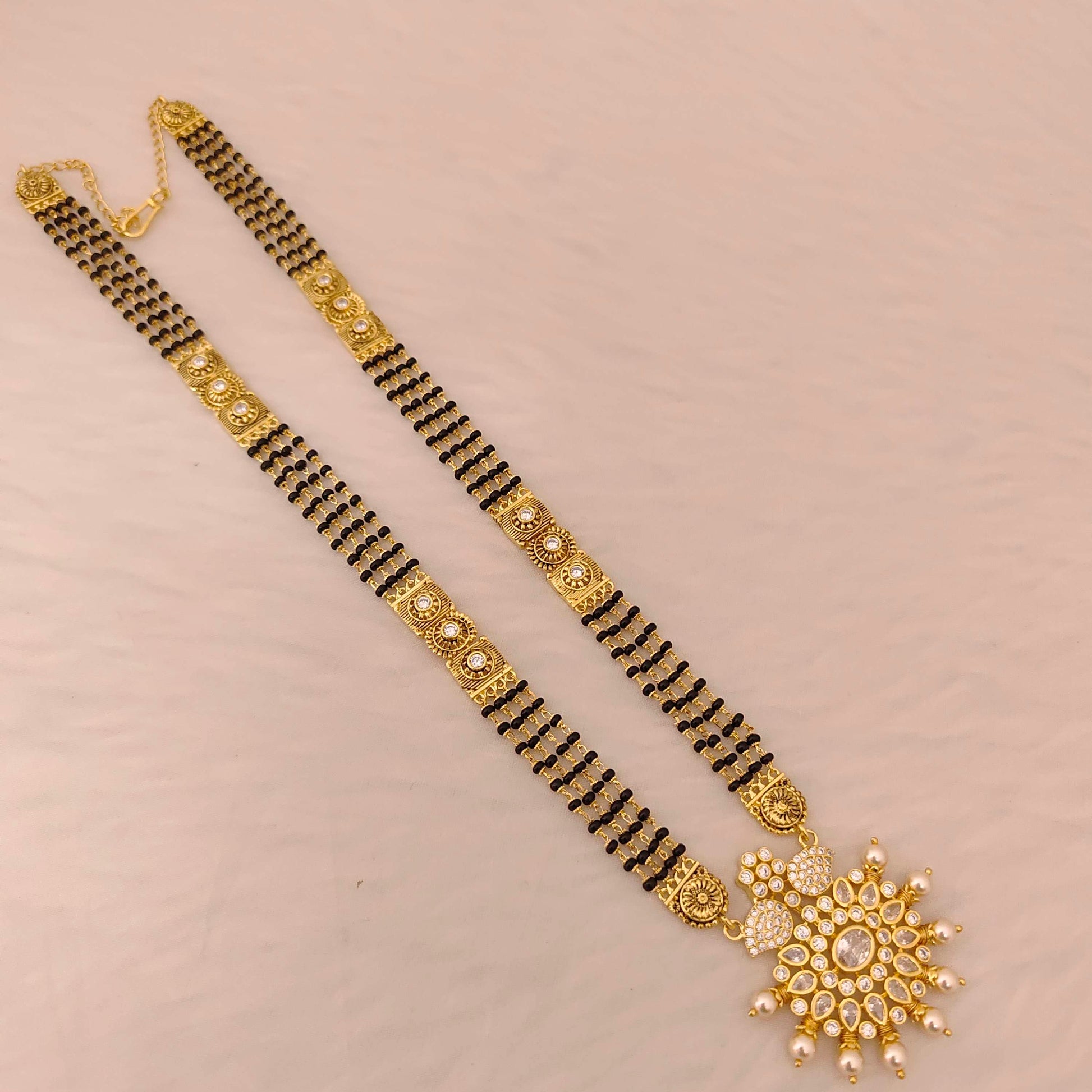 earrings silver black beads 3 lines chain-rcd436 92.5 silver ramala jewelry / ramala collections