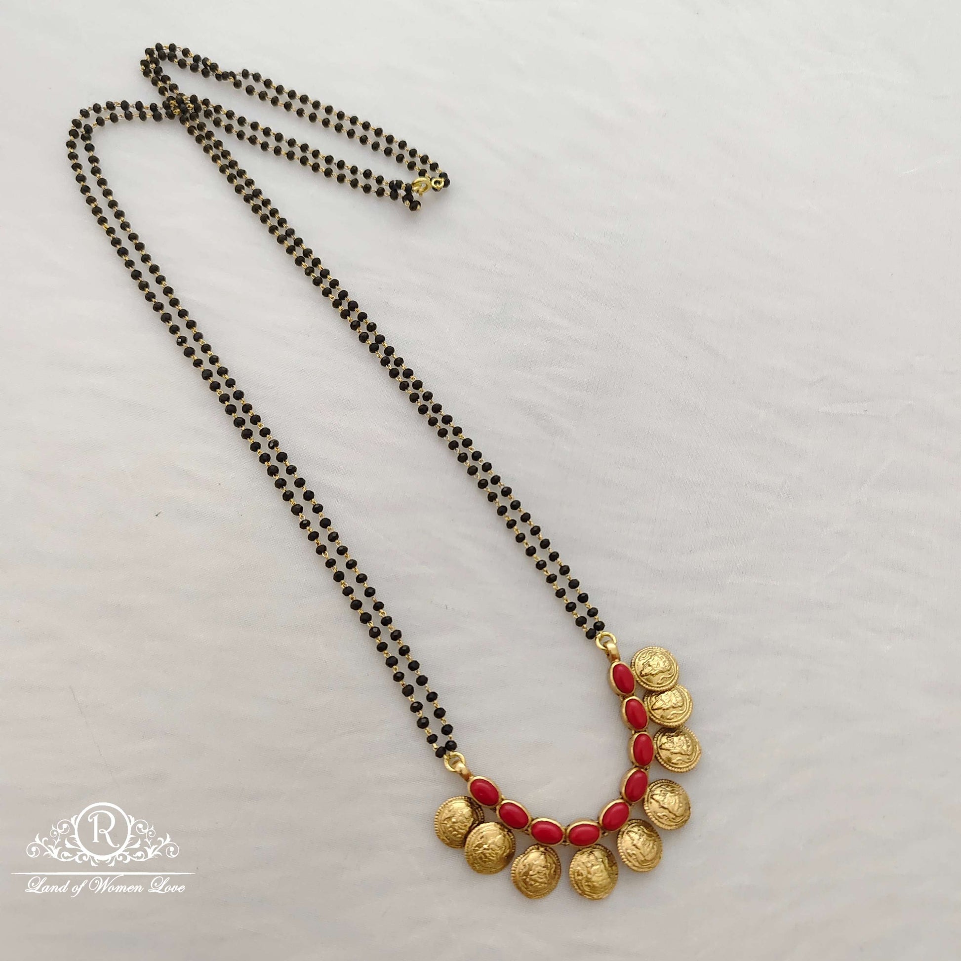 chain silver black beads chain with locket -rcc300 92.5 silver ramala jewelry / ramala collections