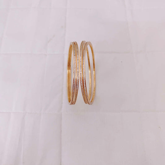 bangle one pair only silver cz-gold polish bangles -rcp073 cz 92.5 silver ramala jewelry / ramala collections