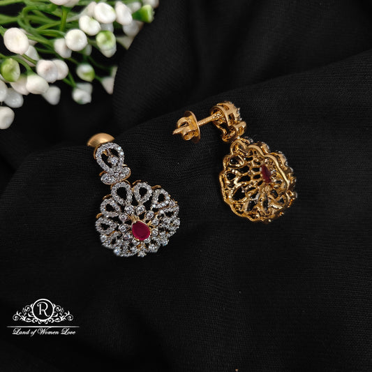 Silver diamond finishing earrings-RCM299