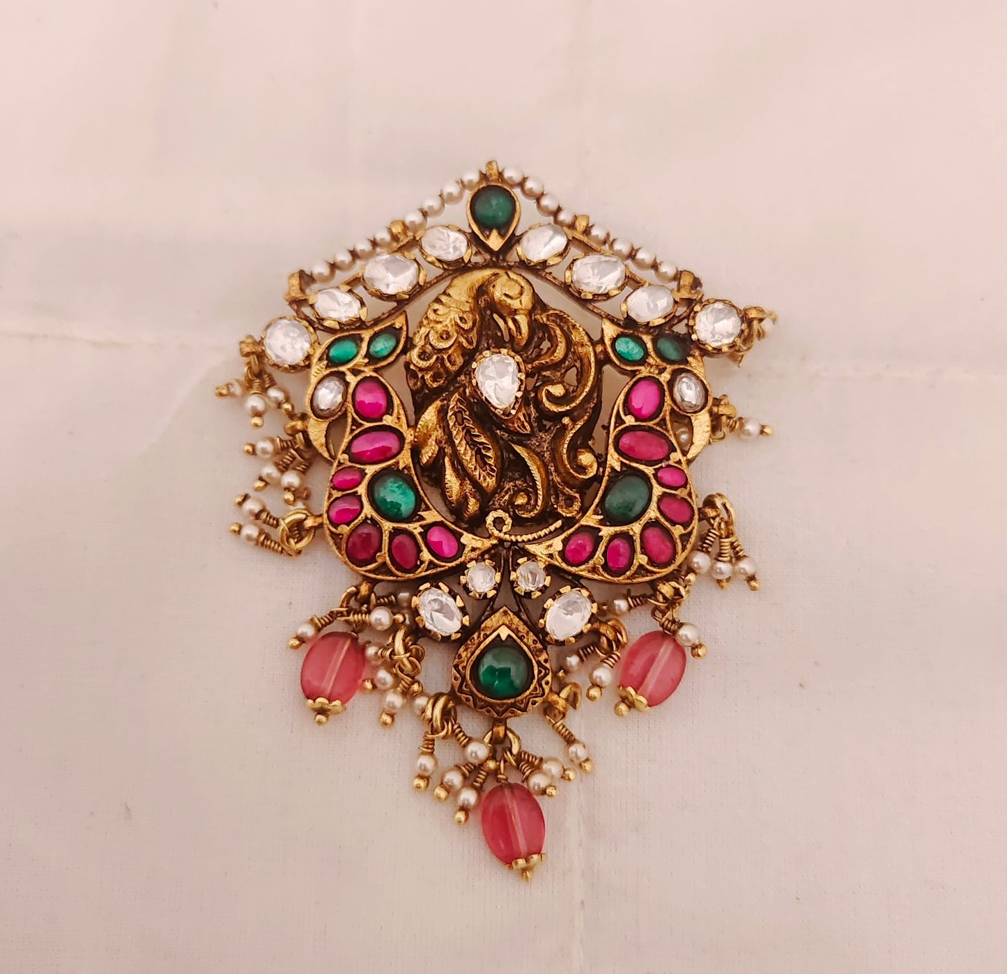 Silver CZ-gold polish locket design -RCM566