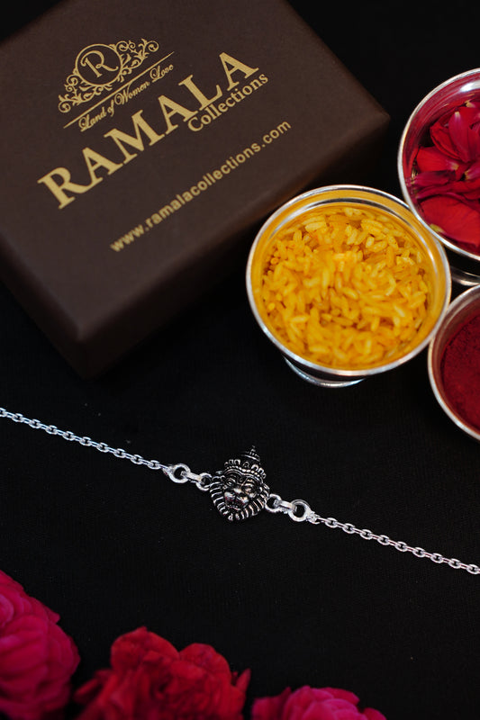 silver narasimha swamy rakhi 92.5 silver ramala jewelry / ramala collections