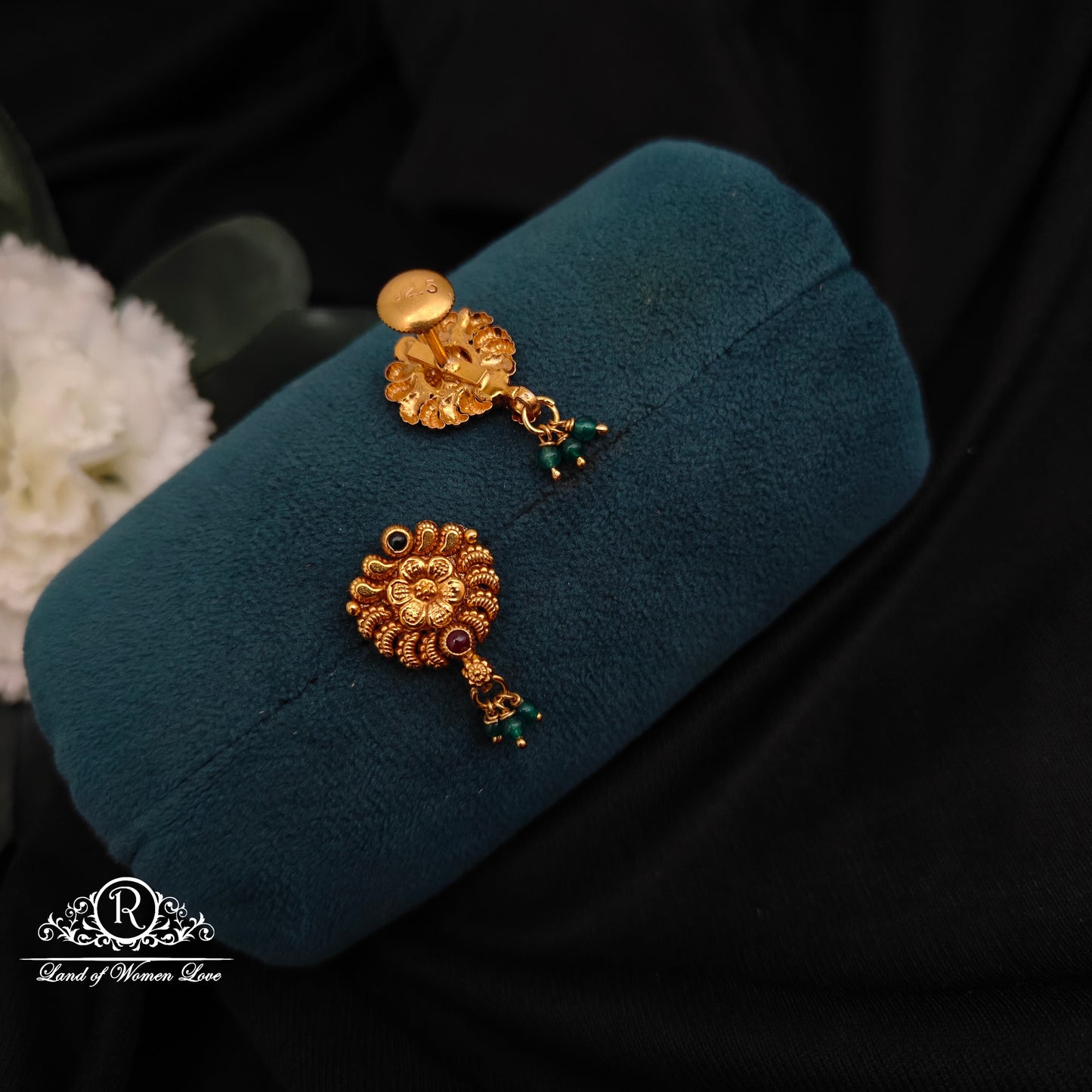 Silver gold flower design earrings -RCNS030