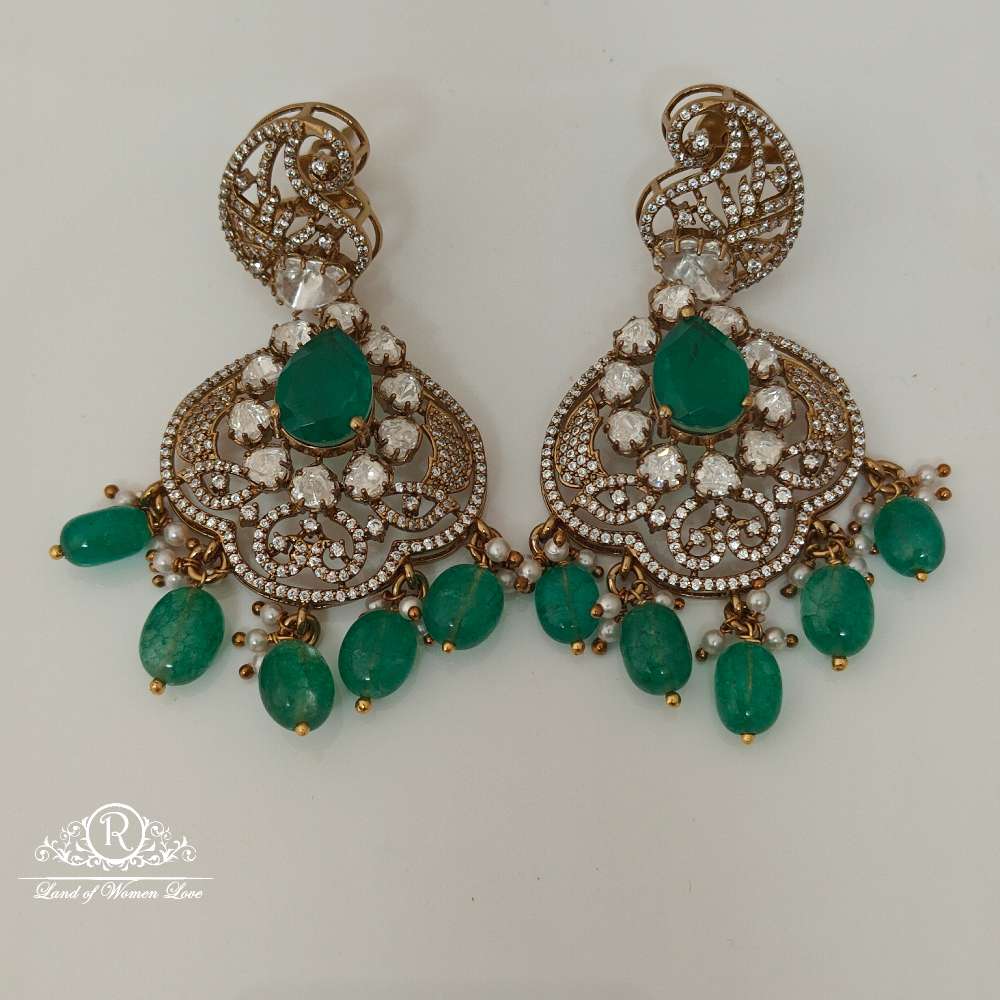 earrings silver victorian moissanite design earrings-rcz35 moissanite 92.5 silver ramala jewelry / ramala collections