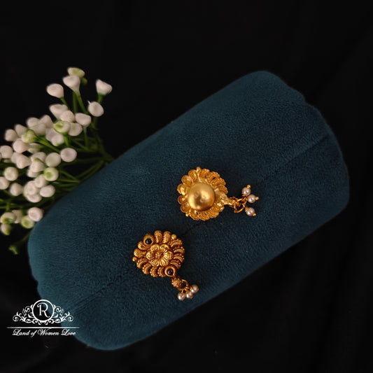 Silver flower design earrings RCNS057