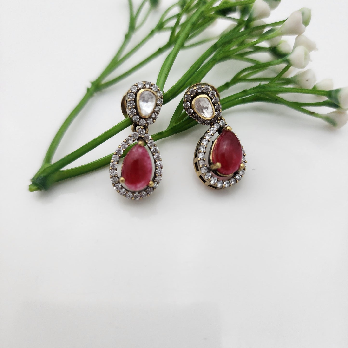 earrings silver moissanite earrings-rcrs13 ruby 92.5 silver ramala jewelry / ramala collections