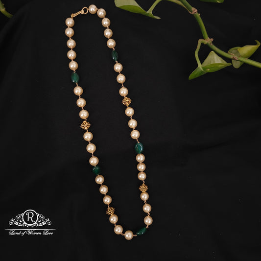 92.5 silver simple and cute beads mala with pearls and nakshi balls- rch942 92.5 silver ramala jewelry / ramala collections