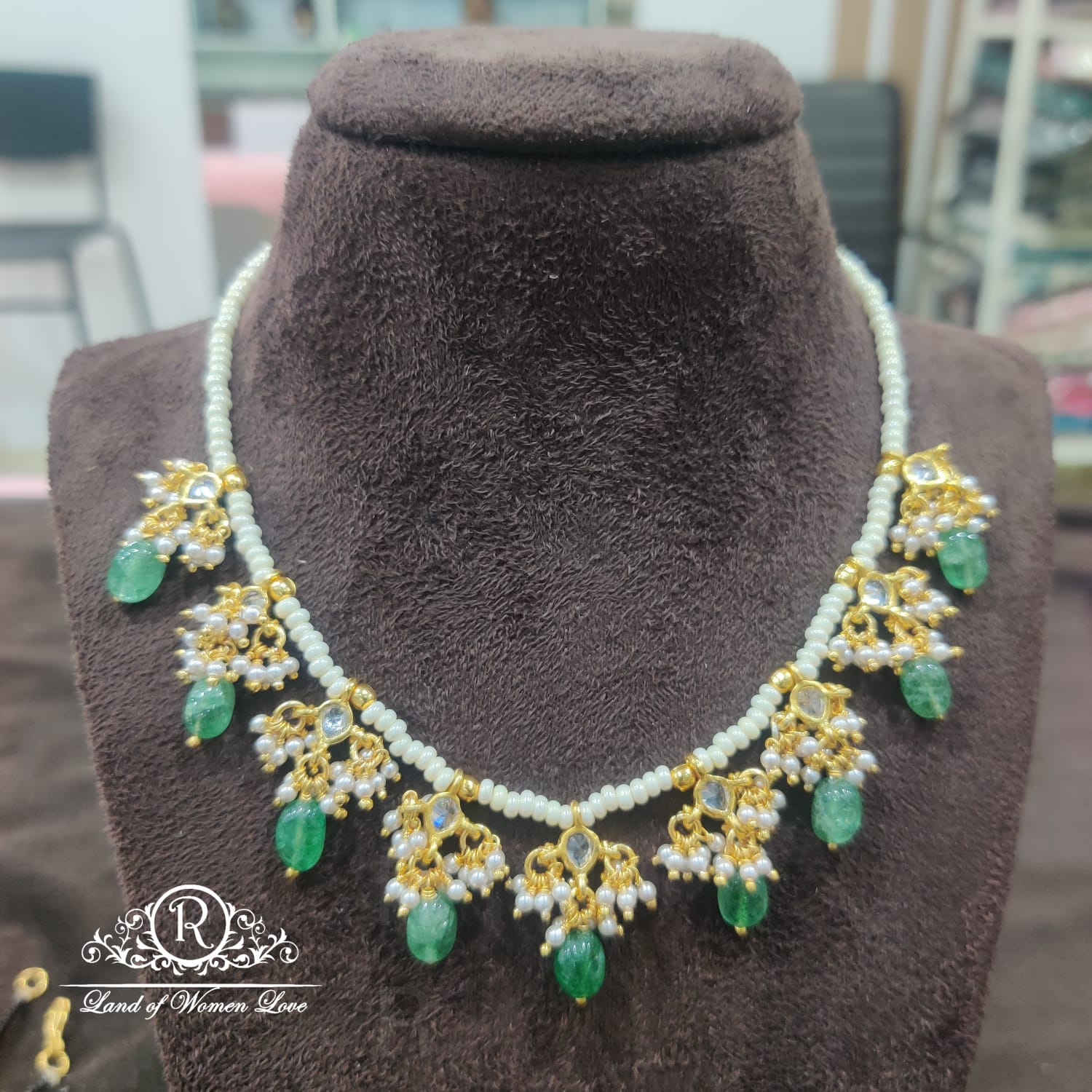 chain pearl with locket desgin-rch337 pearl 92.5 silver ramala jewelry / ramala collections