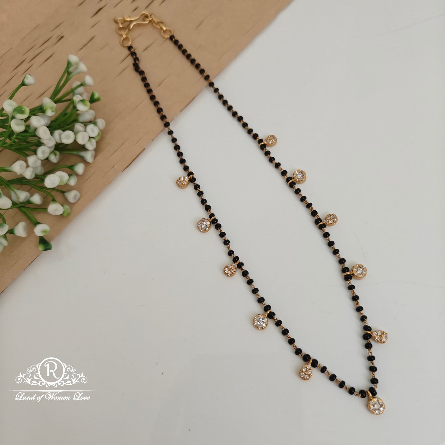 92.5 silver simple and cute black beads - rcnj027 92.5 silver ramala jewelry / ramala collections