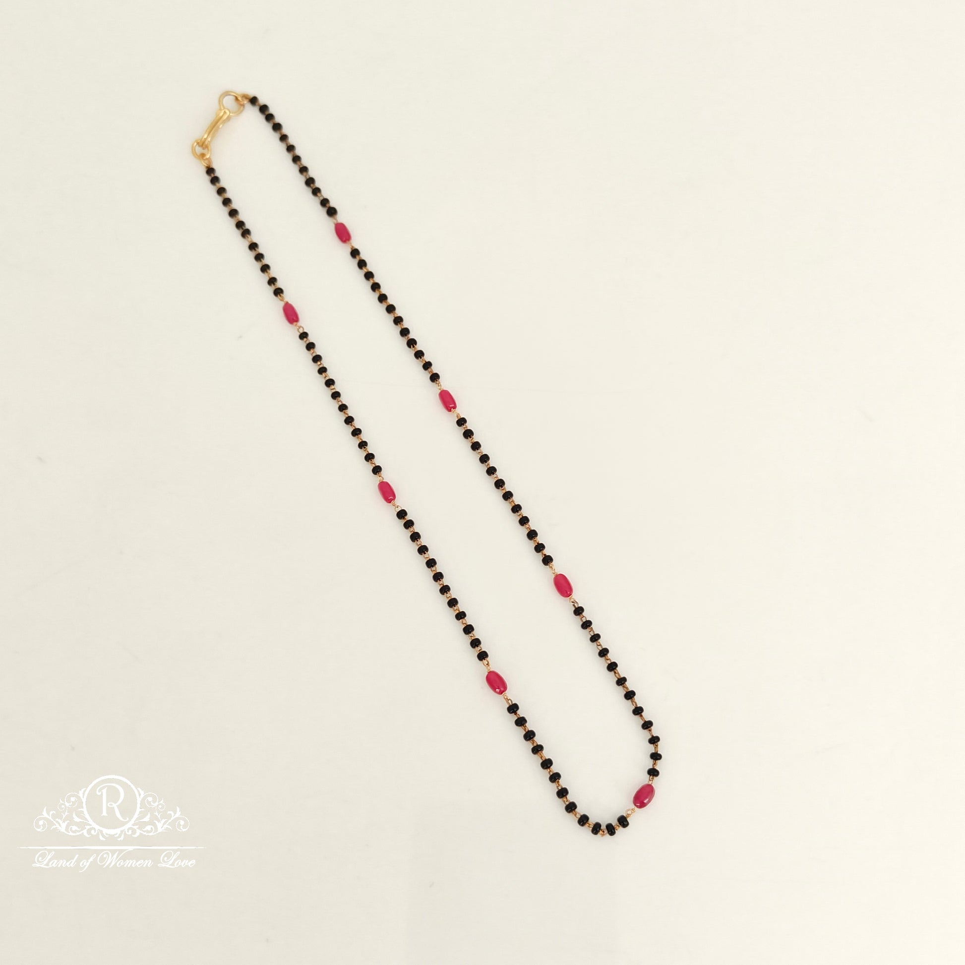 92.5 silver simple and cute black beads with ruby beads-rch924 ruby 92.5 silver ramala jewelry / ramala collections