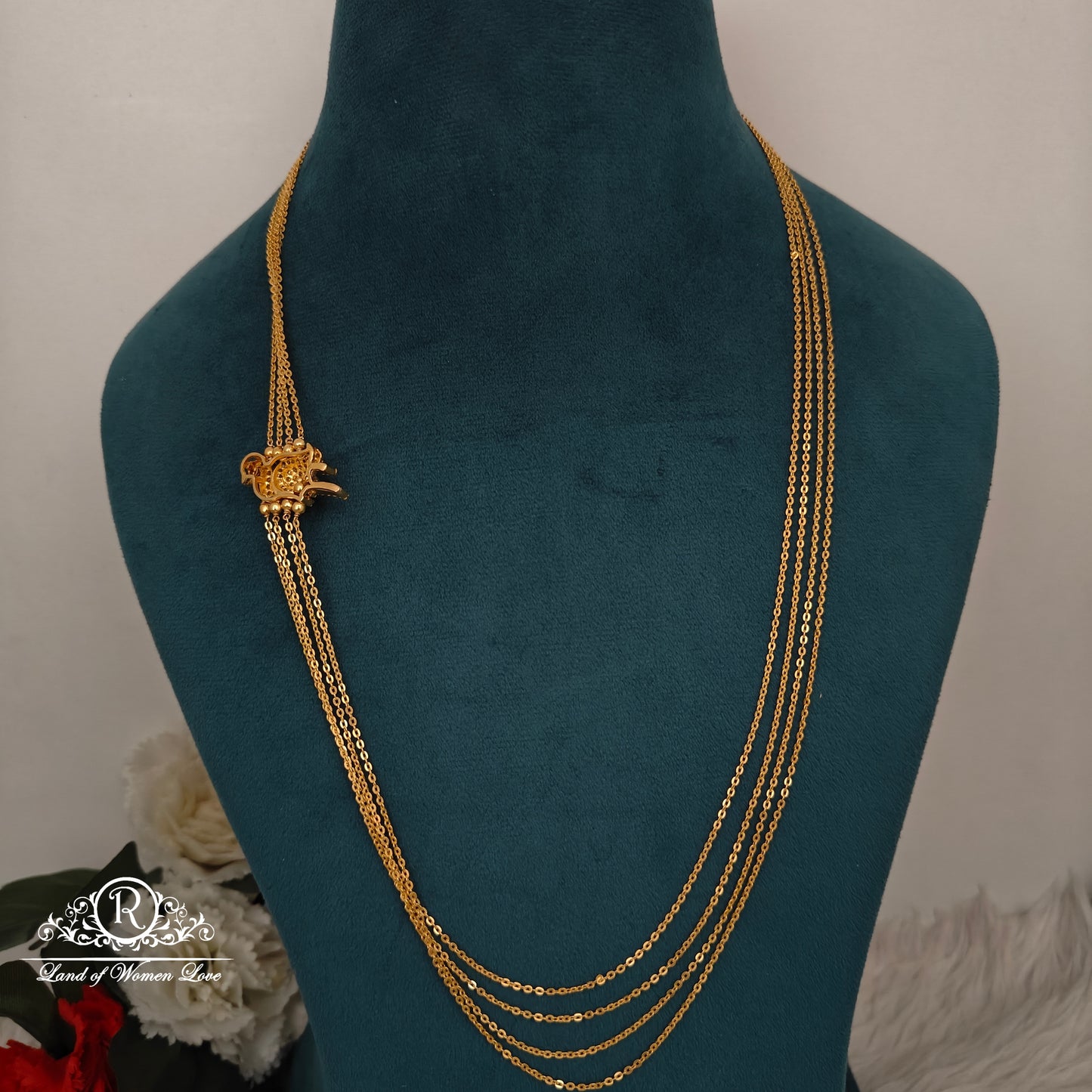 92.5 silver chandraharam with bird  side locket -RCH884