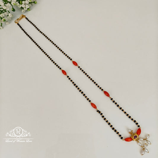 92.5 Silver Black Beads with corals-RCH870