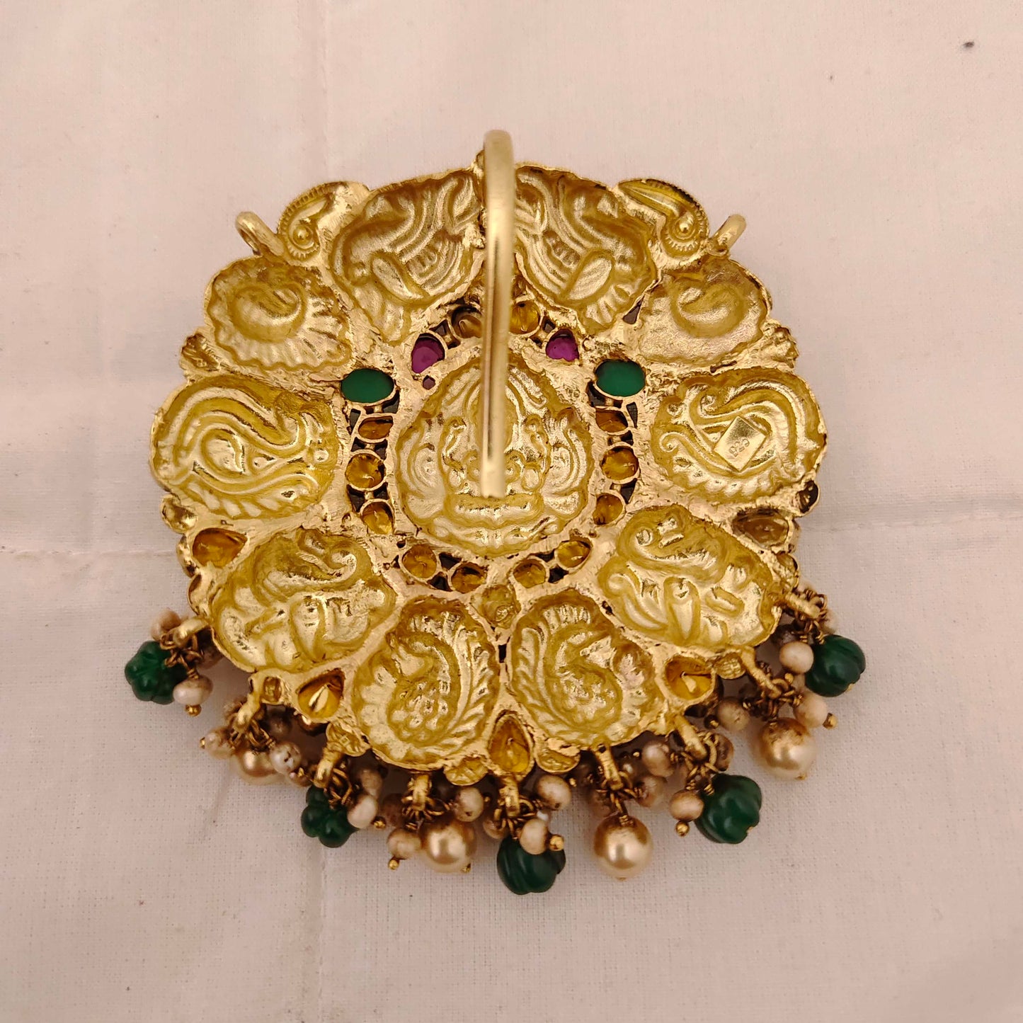 Silver CZ-gold polish locket design -RCM564