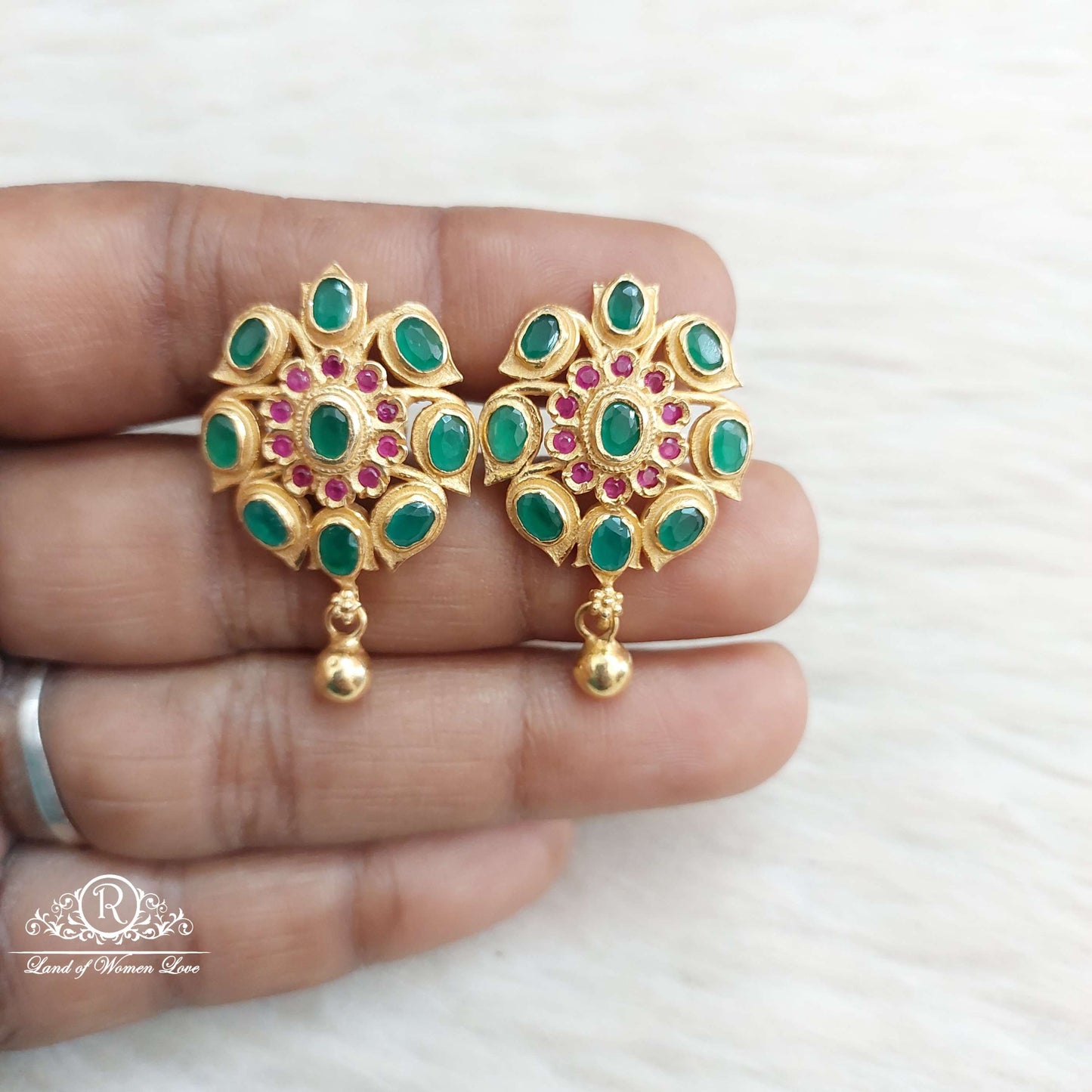 earrings silver green stones earrings-sa171 92.5 silver ramala jewelry / ramala collections