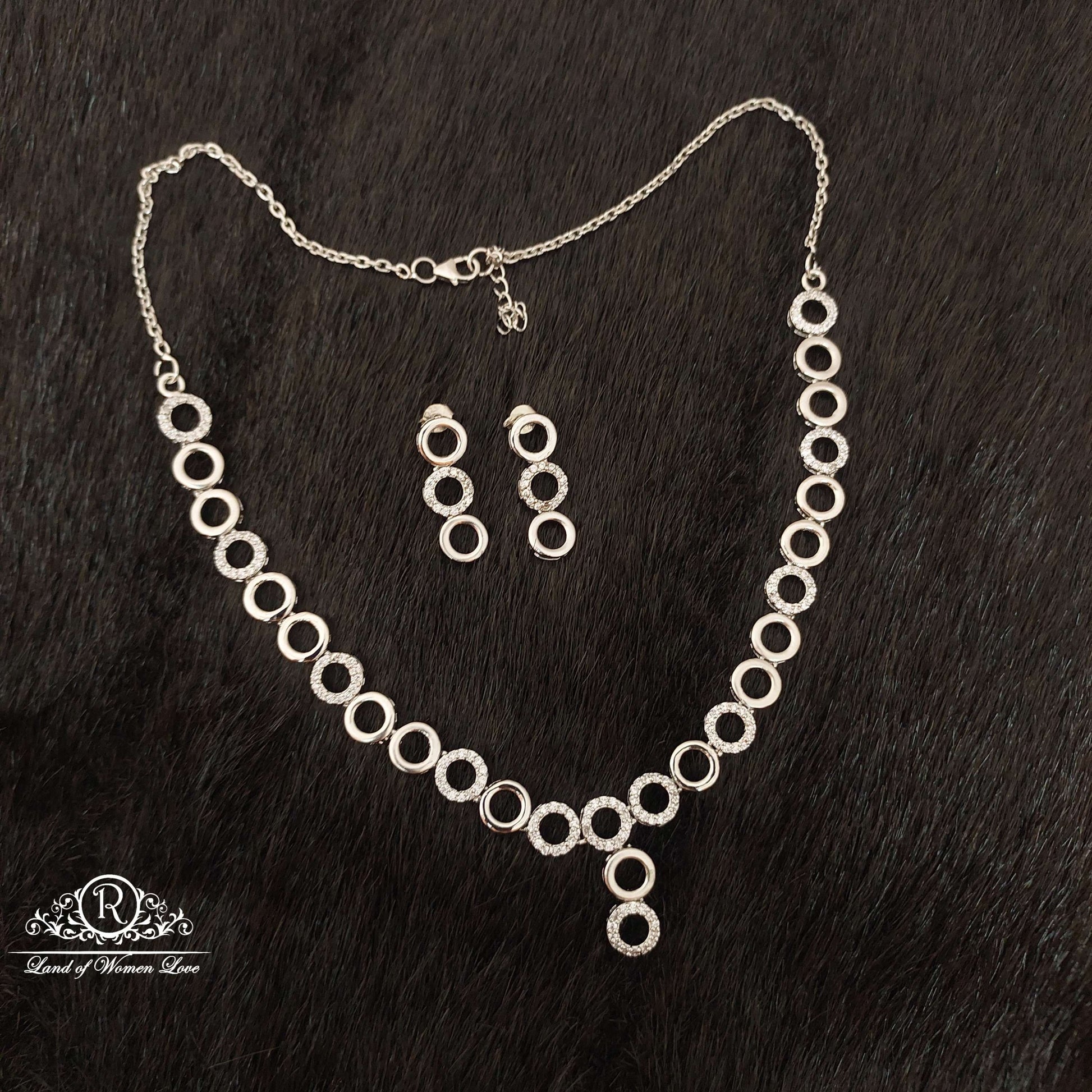 earrings silver platinum polish earrings with necklace-ss51 92.5 silver ramala jewelry / ramala collections