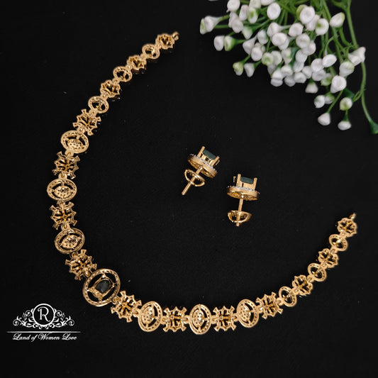 Silver simple and Cute necklace with earrings -RCDS0059