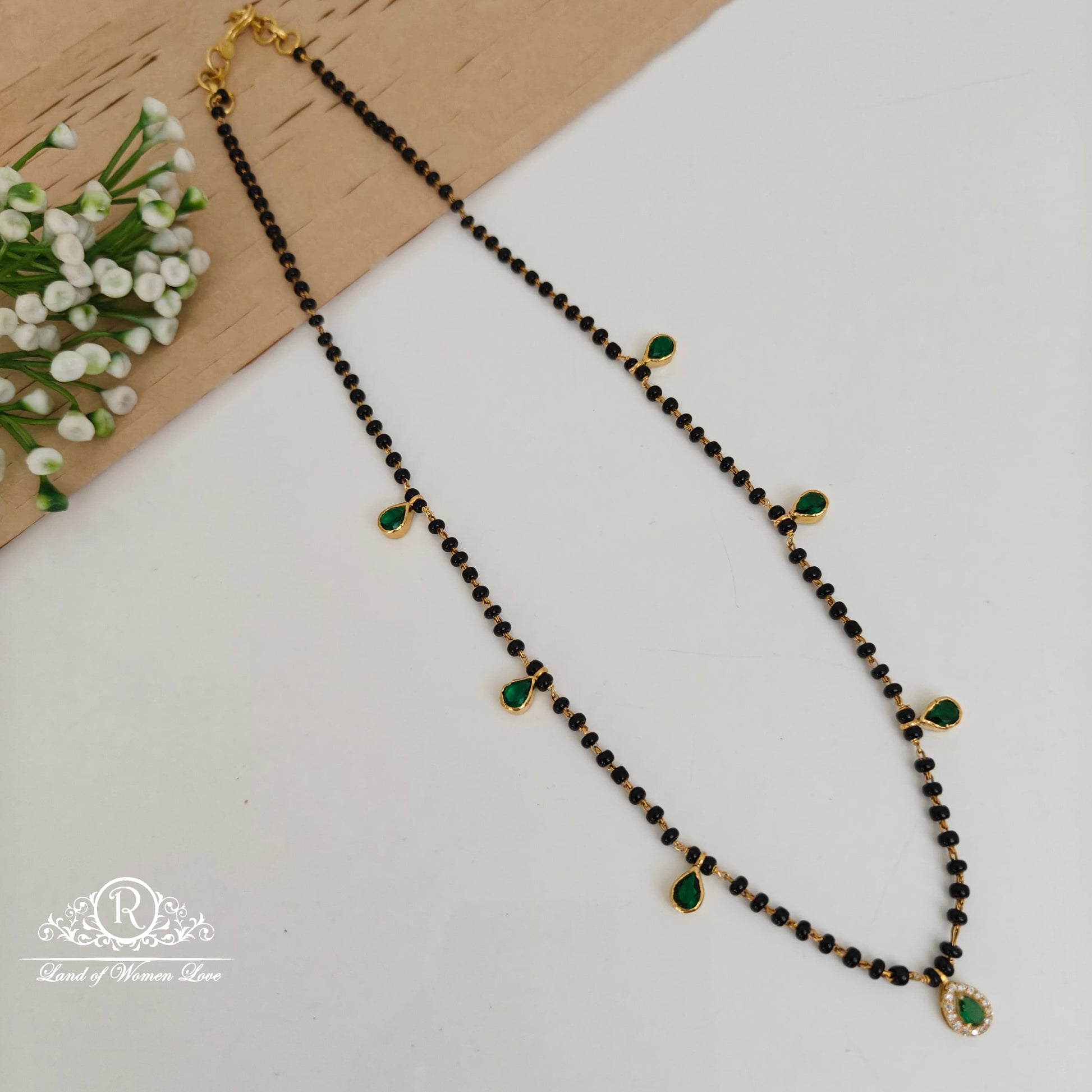 92.5 silver simple and cute black beads - rcnj026 92.5 silver ramala jewelry / ramala collections