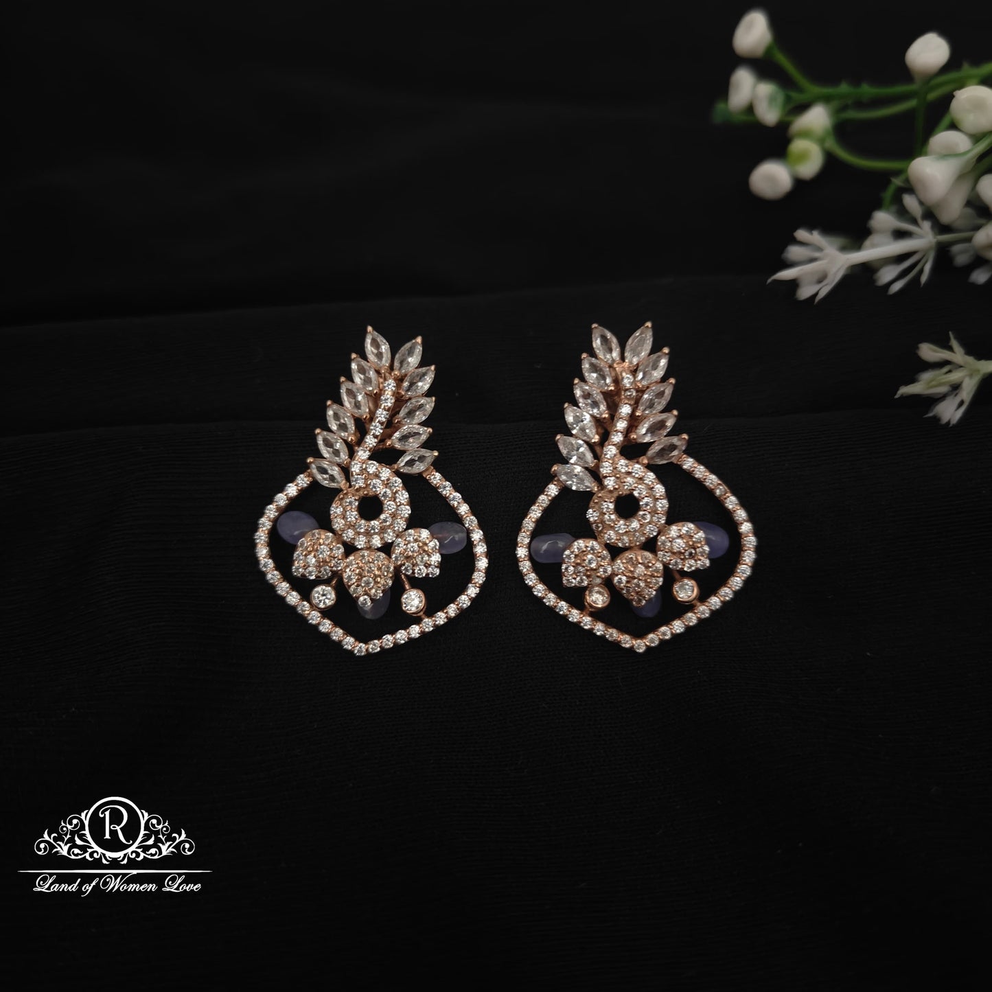 earrings 92.5 silver fusion rose gold polish beautiful design earrings-rcm1064 92.5 silver ramala jewelry / ramala collections