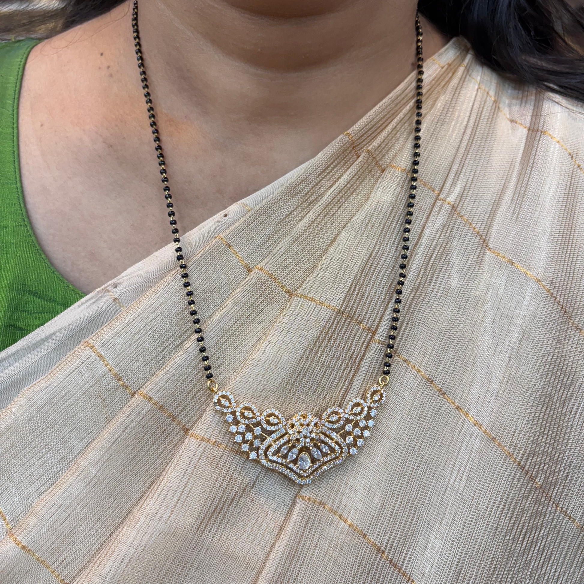 earrings silver black beads chain with cz-stone locket-rcc164 cz 92.5 silver ramala jewelry / ramala collections