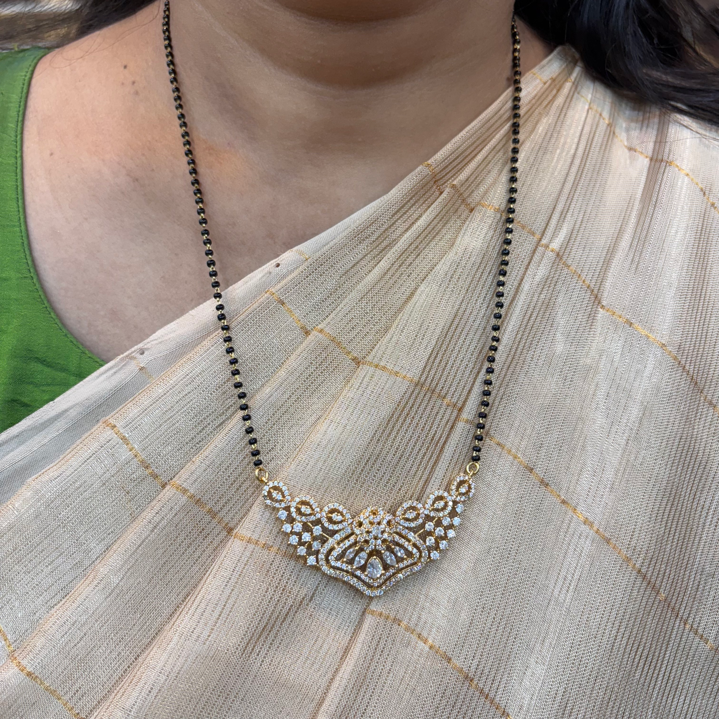 earrings silver black beads chain with cz-stone locket-rcc164 cz 92.5 silver ramala jewelry / ramala collections