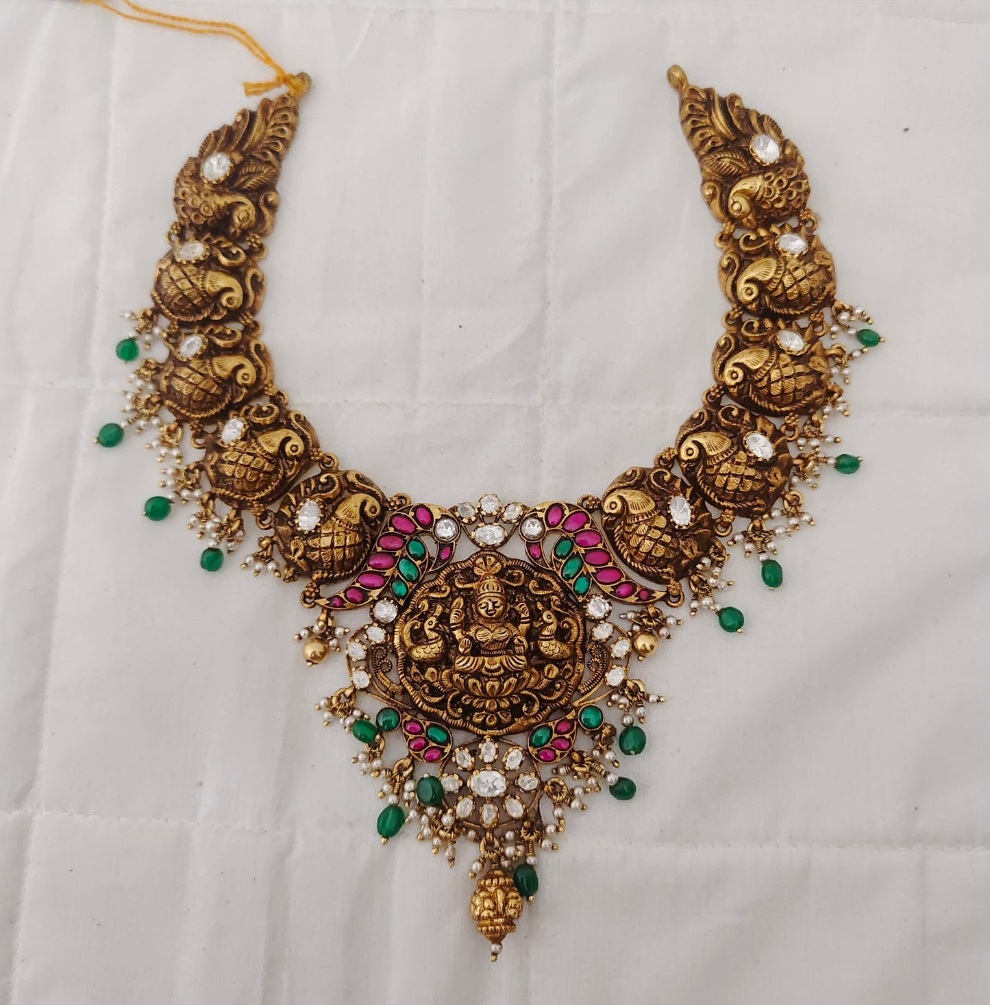 Silver CZ-gold polish necklace designs -RCM557