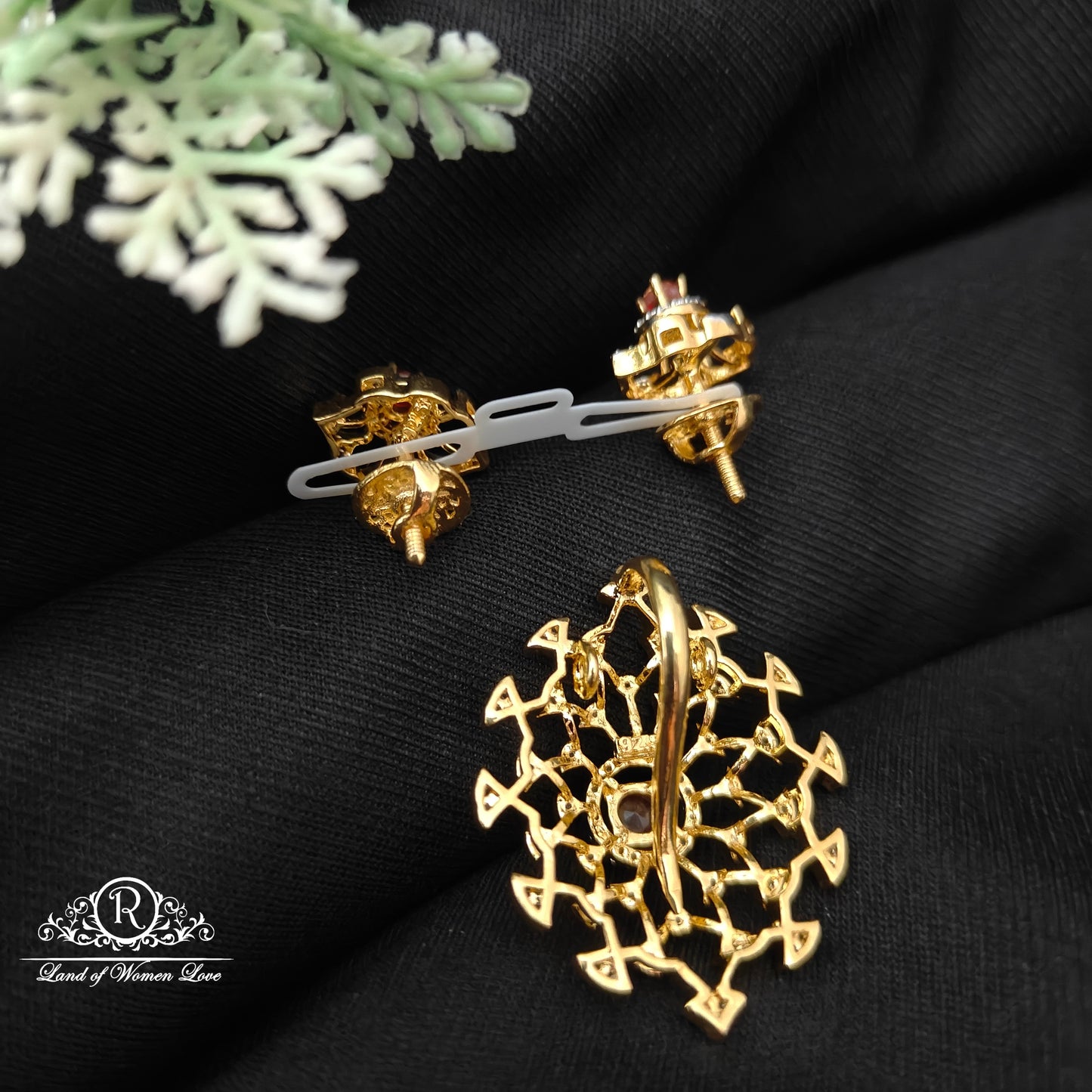 Silver CZ- stone earrings -RCDS416