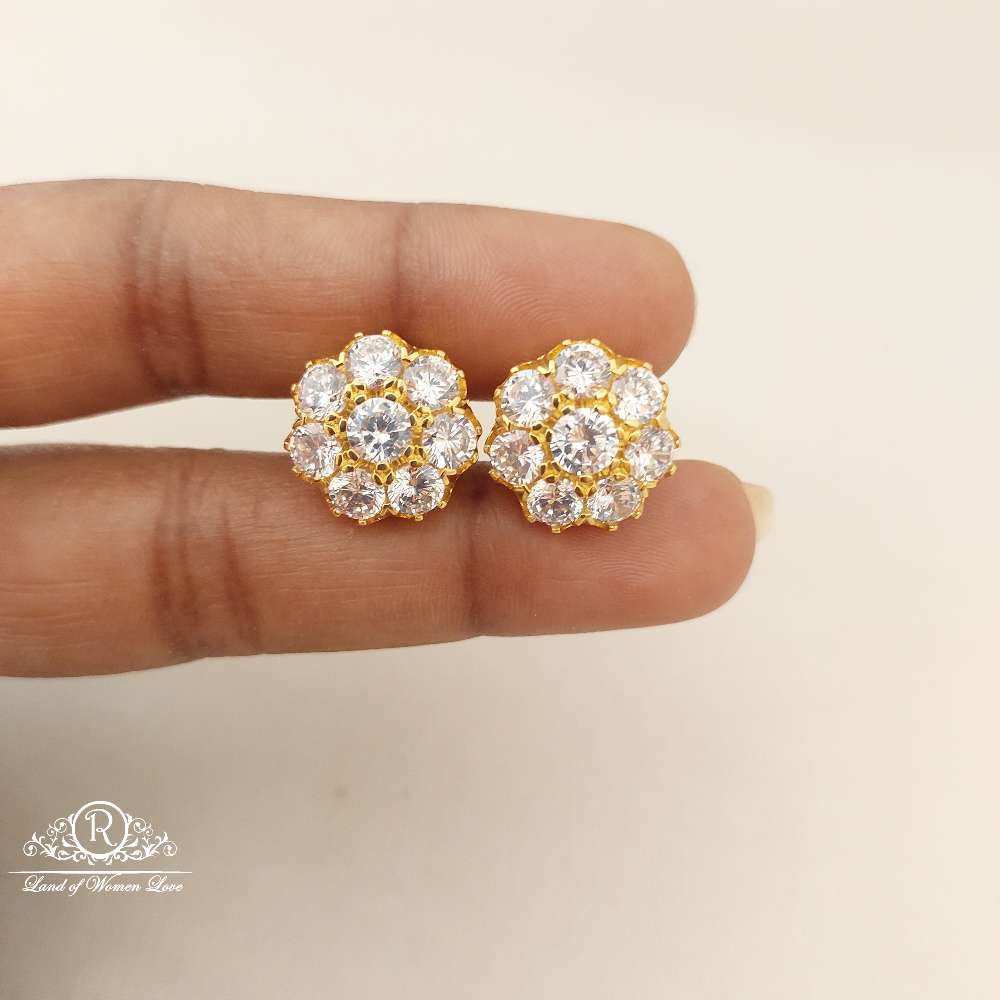 stud silver white stones stud earrings-d057 92.5 silver ramala jewelry / ramala collections