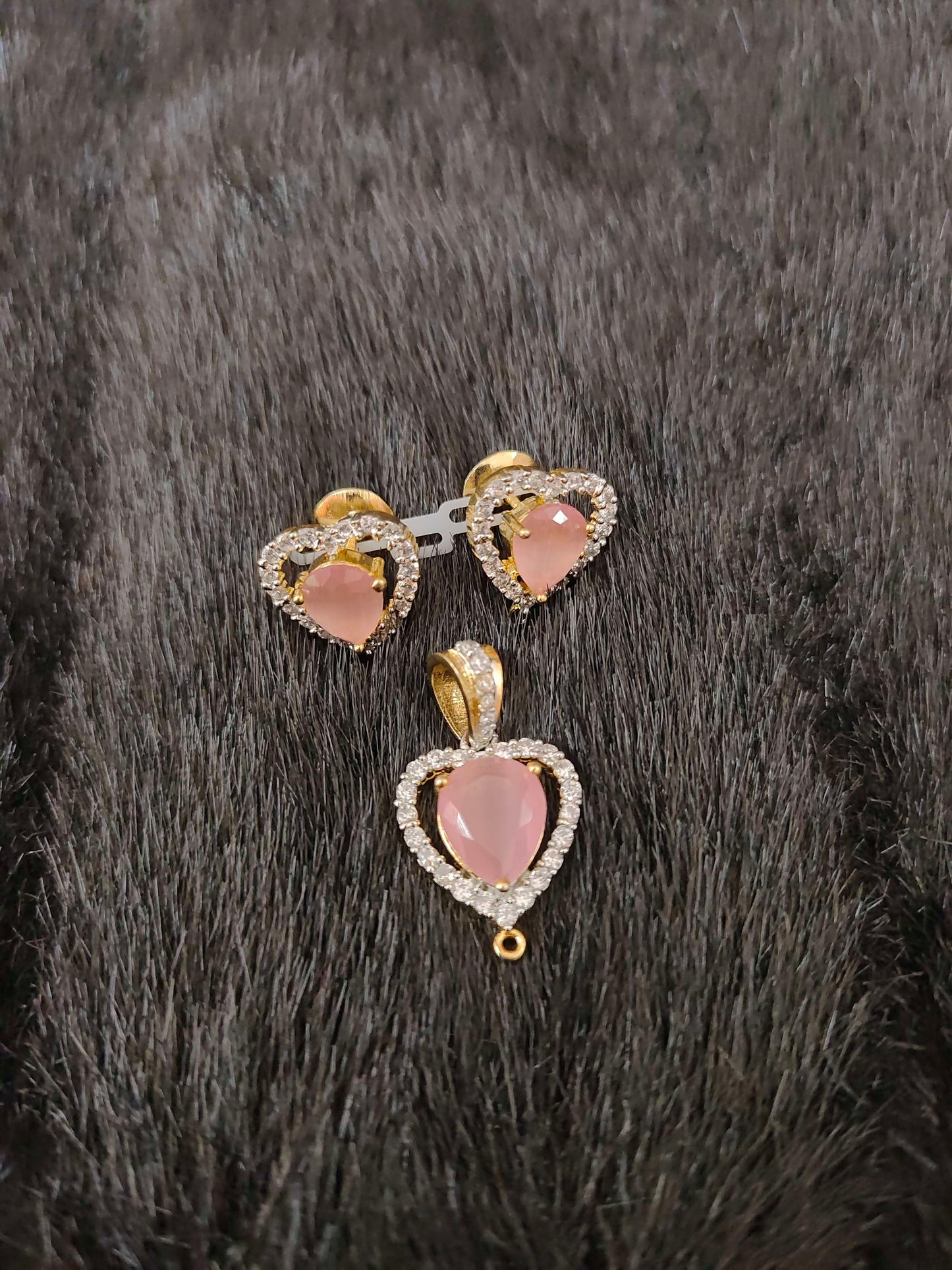 Silver CZ- Heart Design Earrings With Matching Locket-JR208JR209