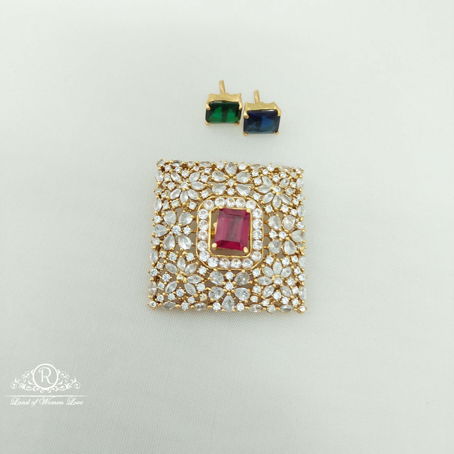 Silver CZ-Stones Changeable Locket-SA418